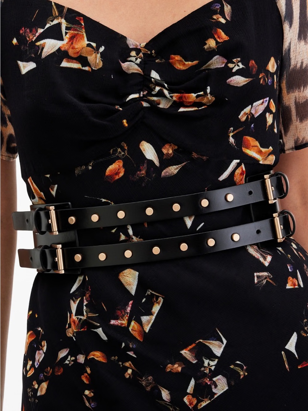 All saint Double Strap Studded Waist Belt - Black